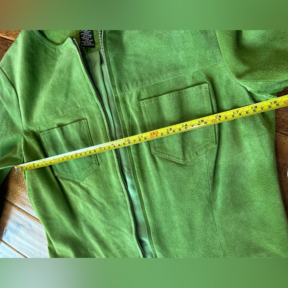 BCBG for Nordstrom; suede zip up jacket; Green; women’s Large - Picture 4 of 6